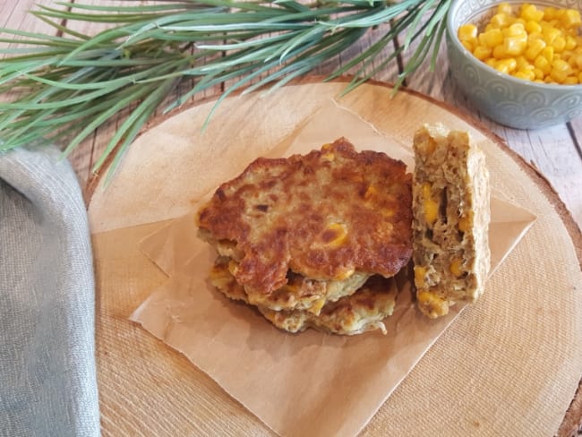 Galettes de poireaux, maïs et fromage, sans oeufs