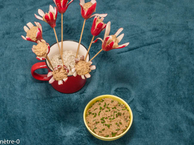 Radis fleur à la mousse de sardines pour un apéro vite fait