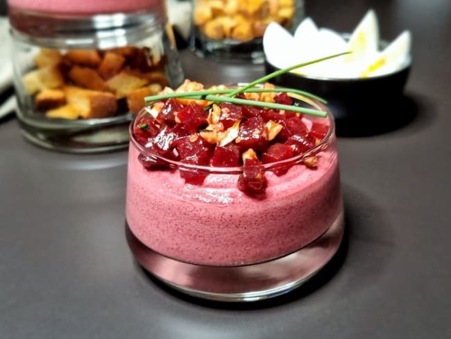 Verrine de betterave rouge et fromage frais St Môret