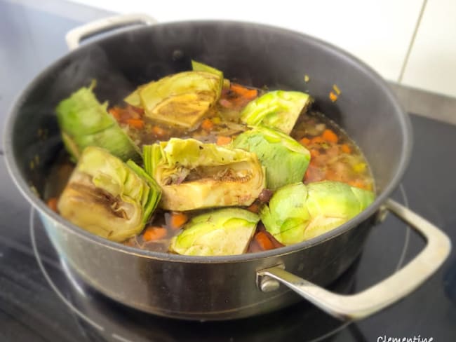 Artichauts à la Provençale, aux carottes et lardons