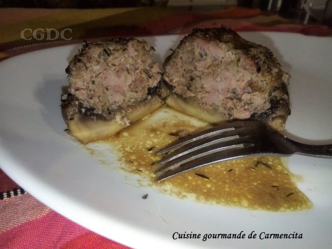 Champignons de Paris farcis aux deux viandes