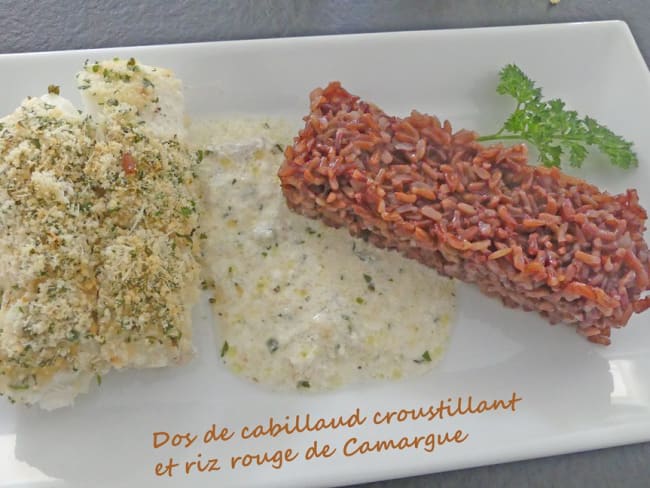 Dos de cabillaud mariné croustillant et riz rouge de Camargue