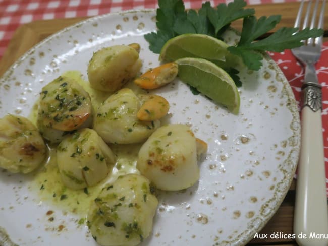 Noix de Saint-Jacques sautées au beurre citron vert et estragon