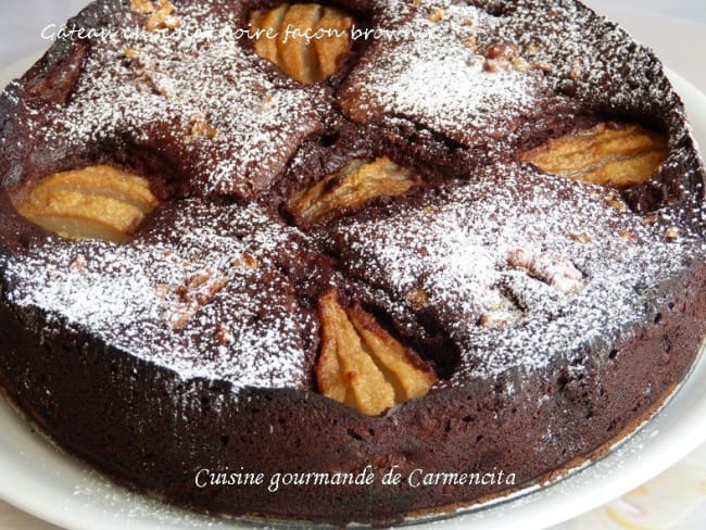 Gâteau chocolat poires façon brownie