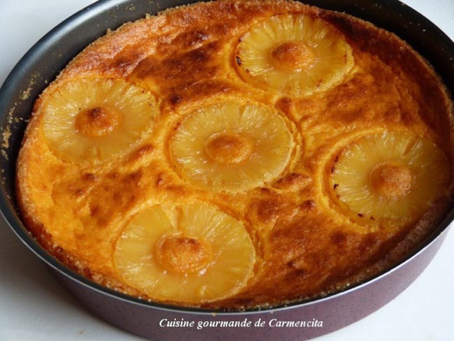 Gâteau de patates douces ananas ricotta et lait de coco parfumé au rhum