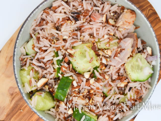 Salade de riz 3 couleurs au poulet (anti gaspi)