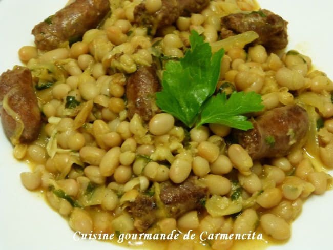 Flageolets verts en conserve aux merguez