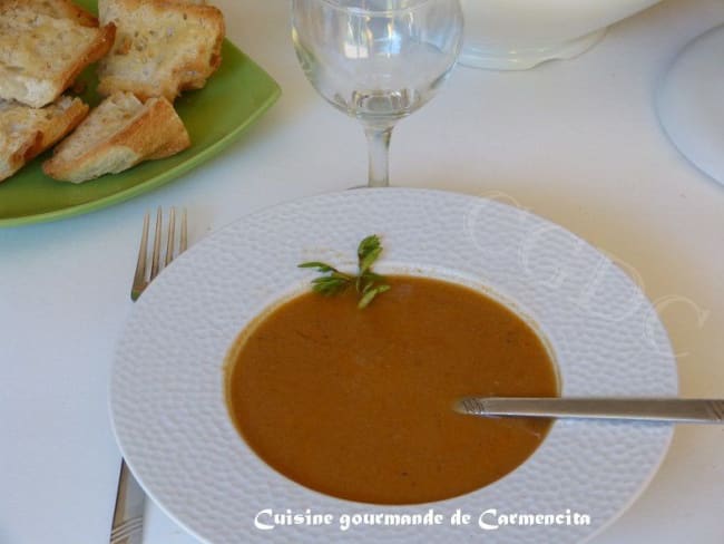 Bisque de carcasse de langoustines et de gambas