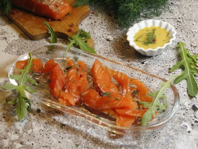 Gravlax express de truite, au miel