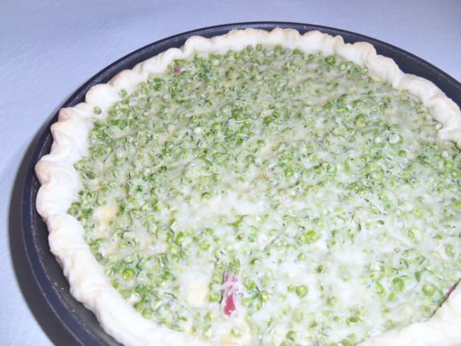 Tarte facile aux petits pois, Vache qui rit et lardons