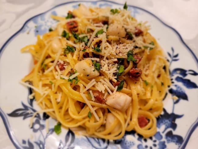 Linguine aux pétoncles et chorizo