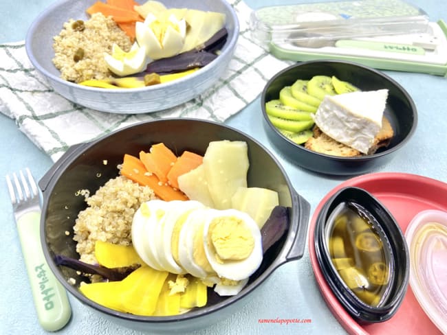 Bento bowl heathy aux quinoa, carottes et panais