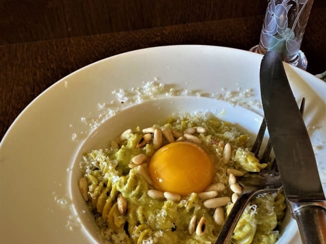 Pâtes au vert de poireaux d'après une recette du Chef Julien Duboué