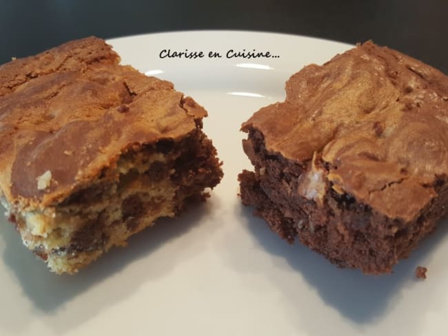 Brownie marbré chocolat blanc et chocolat noir