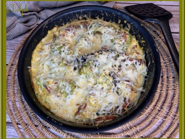 Frittata aux champignons, brocoli et chorizo