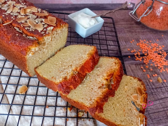 Pain de lentilles comme un cake, sans gluten, sans oeuf et sans lait