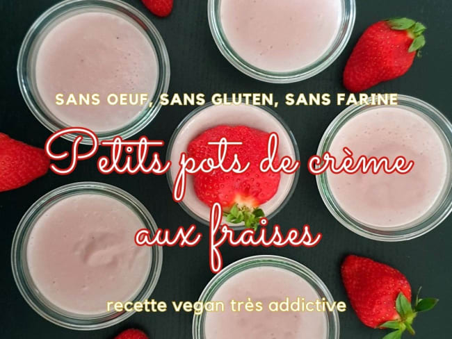Petits pots de crème végan aux fraises sans gluten