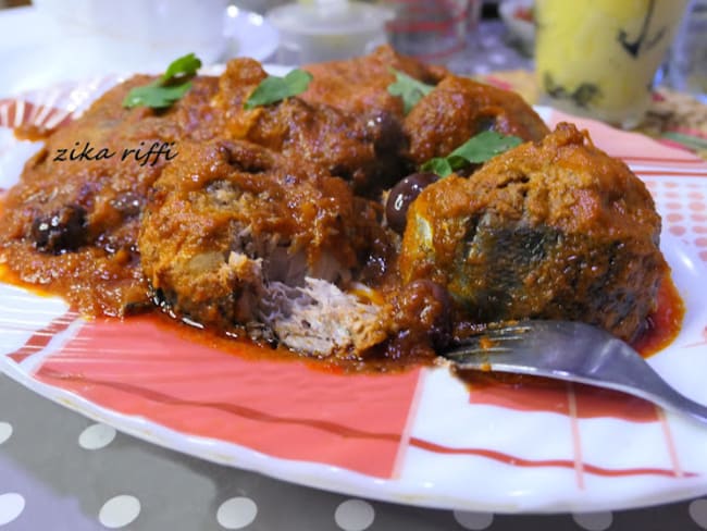 Mijoté de darnes de bonite à la sauce tomate et marinade au cumin