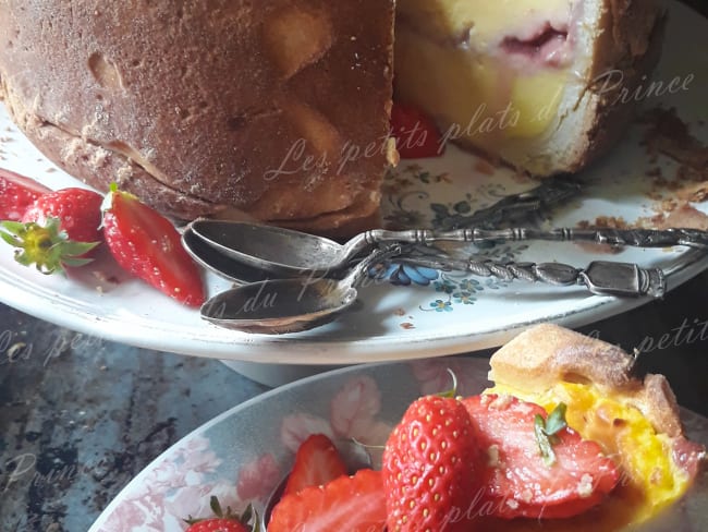 Flan pâtissier revisité aux fraises