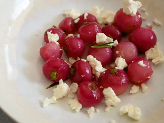 Radis rôtis au miel de romarin et feta