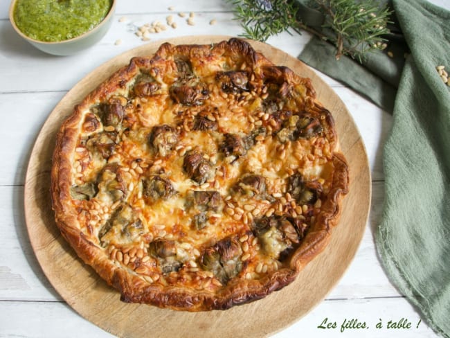 Tarte aux artichauts poivrade et pesto