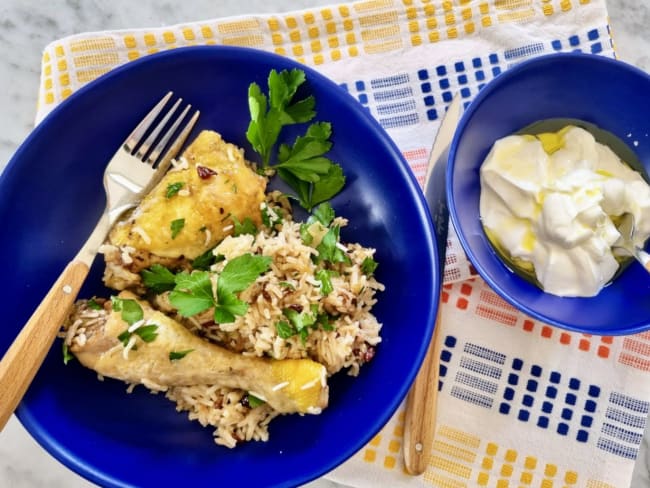 Poulet à l'oignon caramélisé et riz à la cardamome