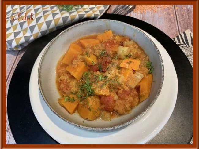 Dahl de patate douce, fenouil et lentilles corail au curry