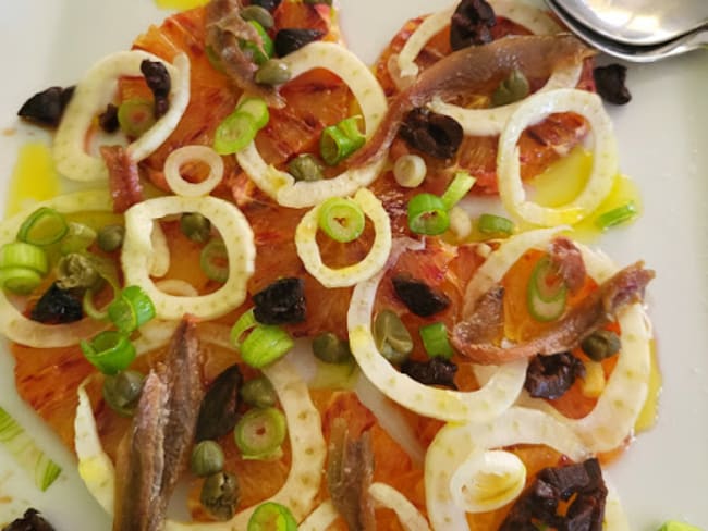 Salade d'oranges sanguines, fenouil et anchois