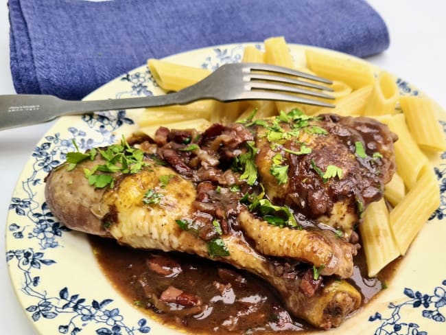 Poulet façon coq au vin