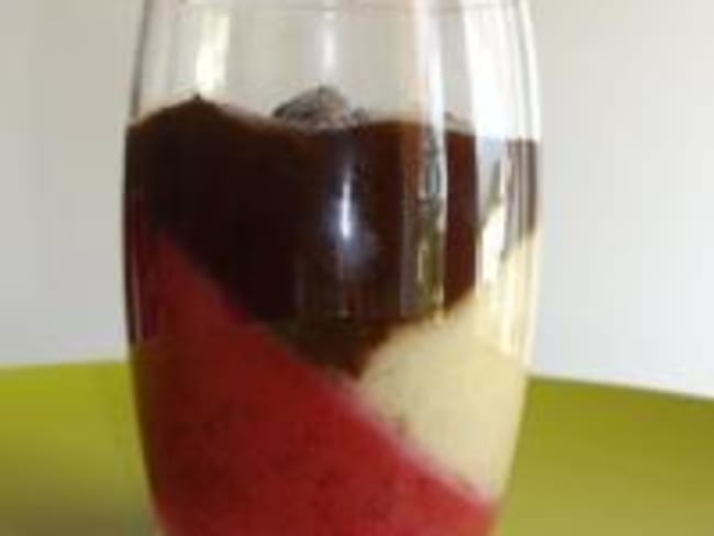 Panna Cotta Framboise, Banane et Chocolat