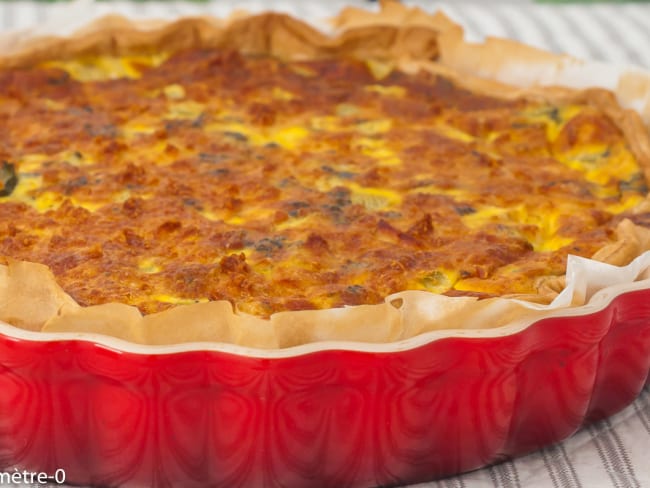 Tarte de printemps de petits pois, courgettes et fêta