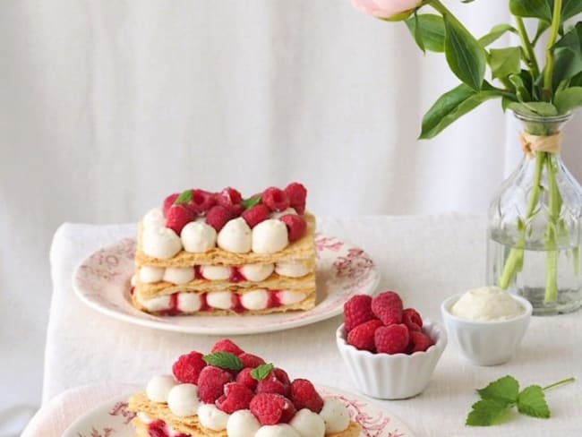 Dessert : millefeuille aux framboises