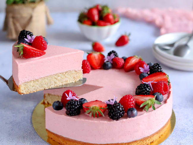 Gâteau à la mousse de fraises