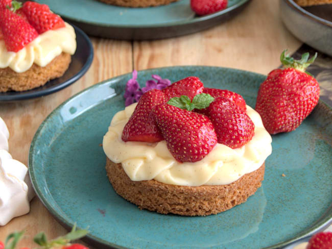 La tarte aux fraises sur sablé breton à la vanille