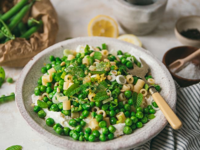 Pâtes aux petit-pois et ricotta