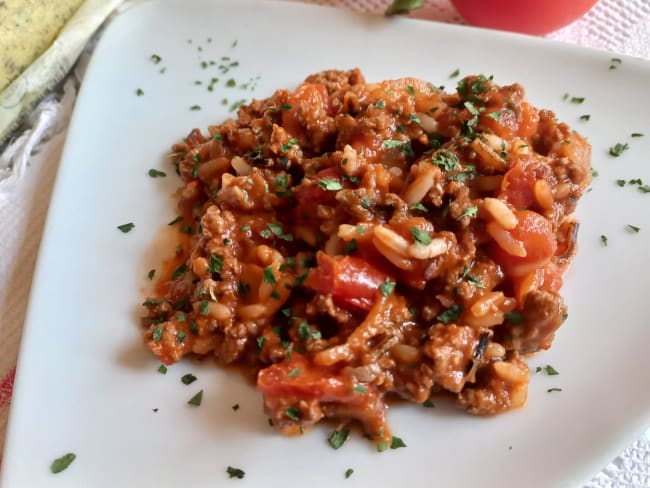 Poêlée de riz façon tomates farcies