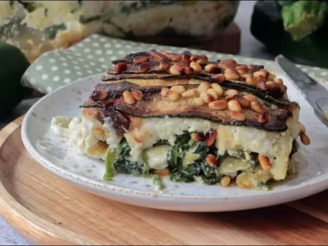 Lasagnes de courgette aux épinards et fromage de chèvre