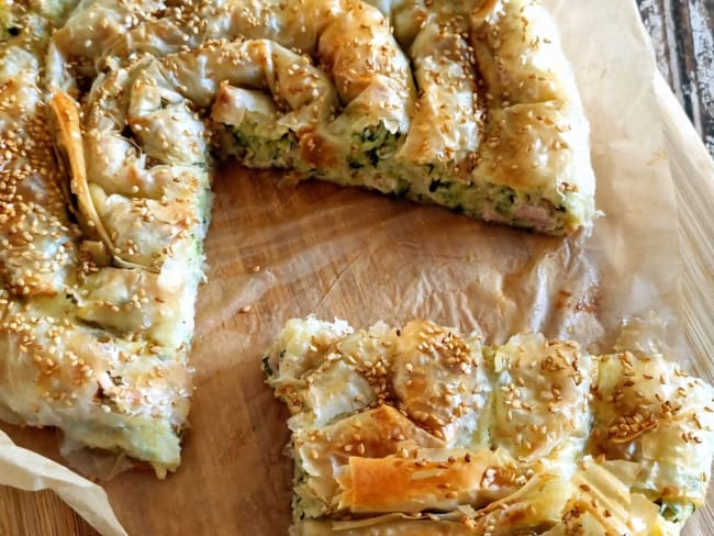 Tarte filo aux courgettes et jambon