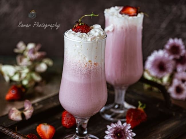 Milkshake aux fraises et lait de coco