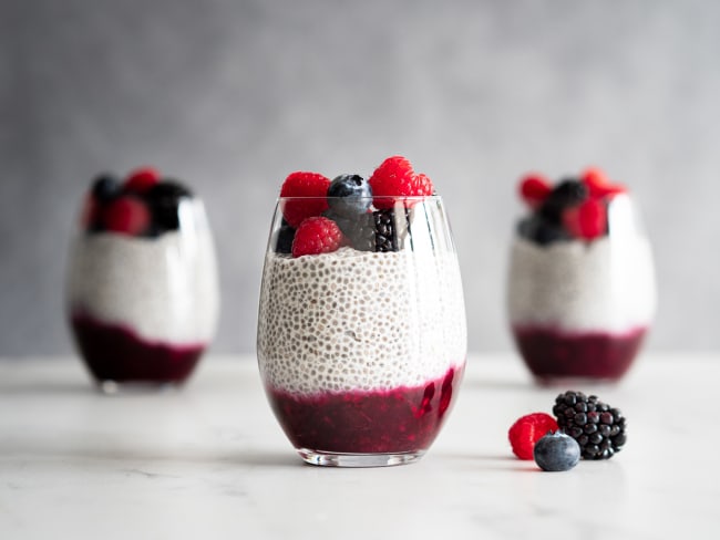 Pudding de chia au lait végétal et sirop d'agave