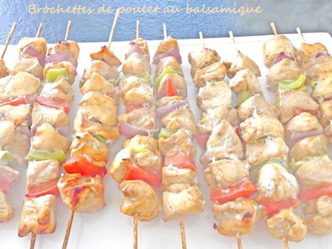 Brochettes de poulet au vinaigre balsamique et sirop d'érable