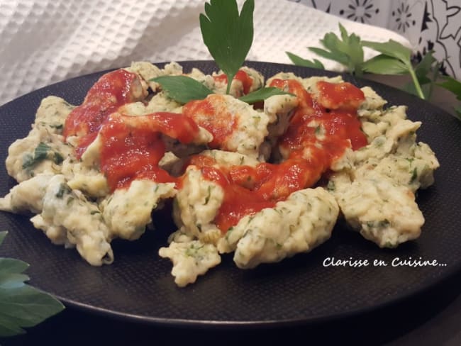 Knepfles (gnocchis) alsaciens verts aux herbes