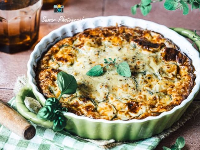 Recette de clafoutis aux courgettes et chèvre comme une quiche sans pâte