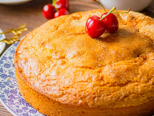 Gâteau moelleux au yaourt aux cerises