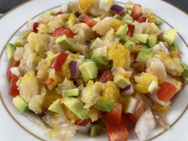 Tartare de mostelle, avocat, mangue, poivron