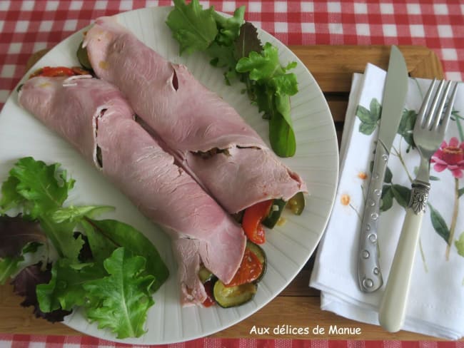 Roulés de jambon blanc aux légumes grillés