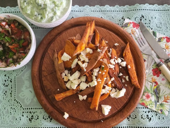 Frites de patates douces et 2 sauces fraîcheur