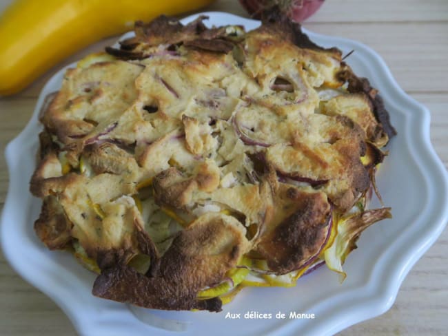 Gratin de courgettes jaunes à l'oignon et ricotta