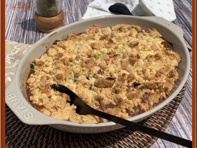 Crumble de cabillaud et courgettes à la crème fraîche