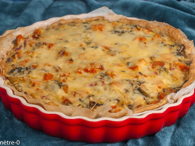 Quiche aux blettes, carottes et maquereaux